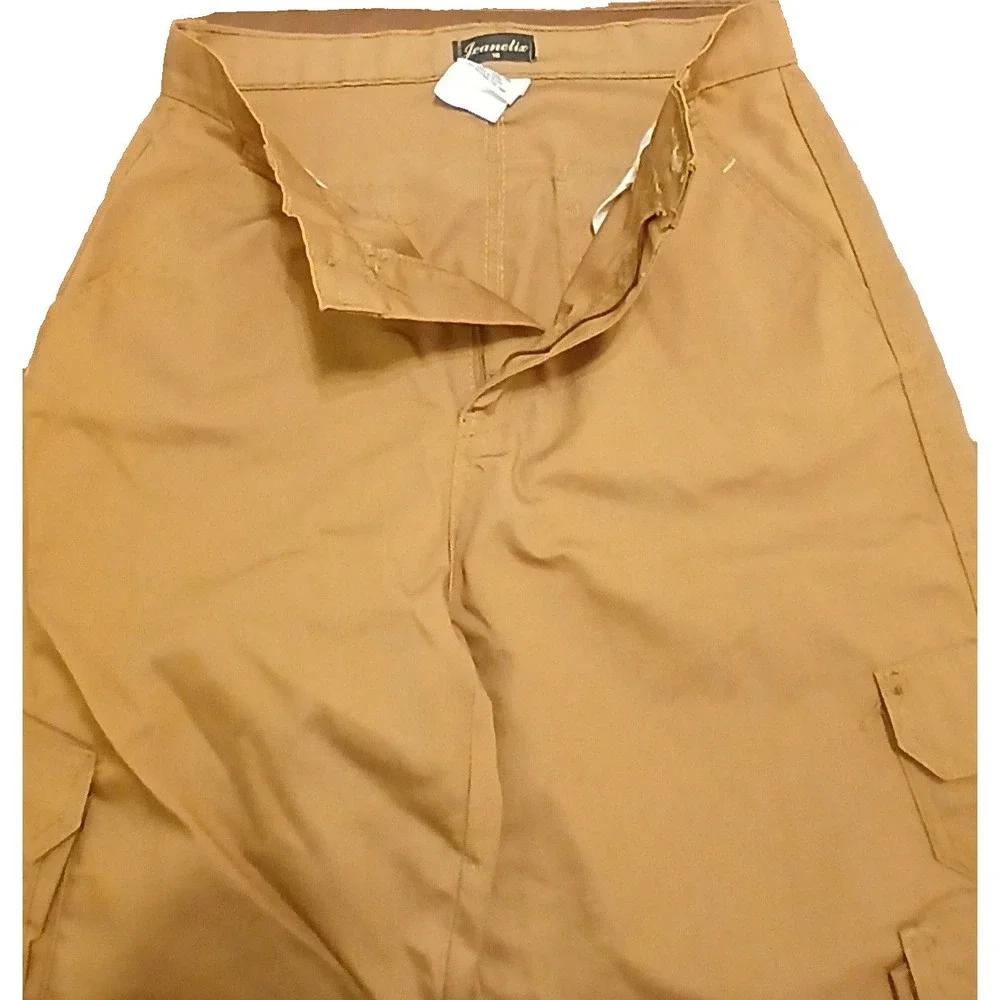 Cargo Shorts Youth Size 18 Tan Khaki Utility Multi Pocket Casual Jeanetix Boys